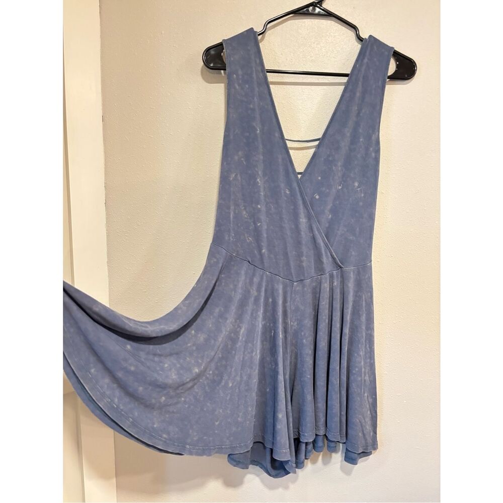and/or Vogue Blue Mineral Wash Oversized Romper Dress | Boho Flowy M